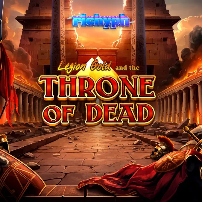 Ang visual na disenyo ng Legion Gold and the Throne of Dead slot na nagpapakita ng mga simbolo ng hayop at gintong barya.